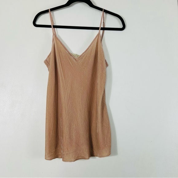 Johnny Was JADE Camel Velvet Silk Lace Detail  Cami- Size Medium - Picture 1 of 11